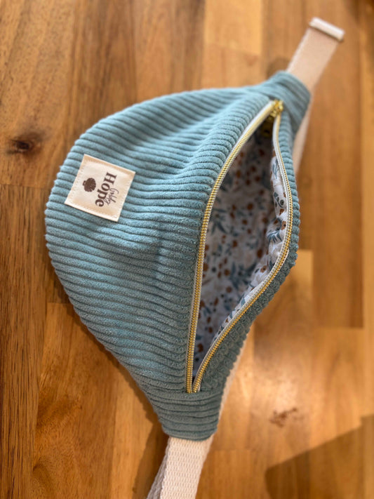 Sac Banane Ma Goldy Junior Velours Côtelé Bleu